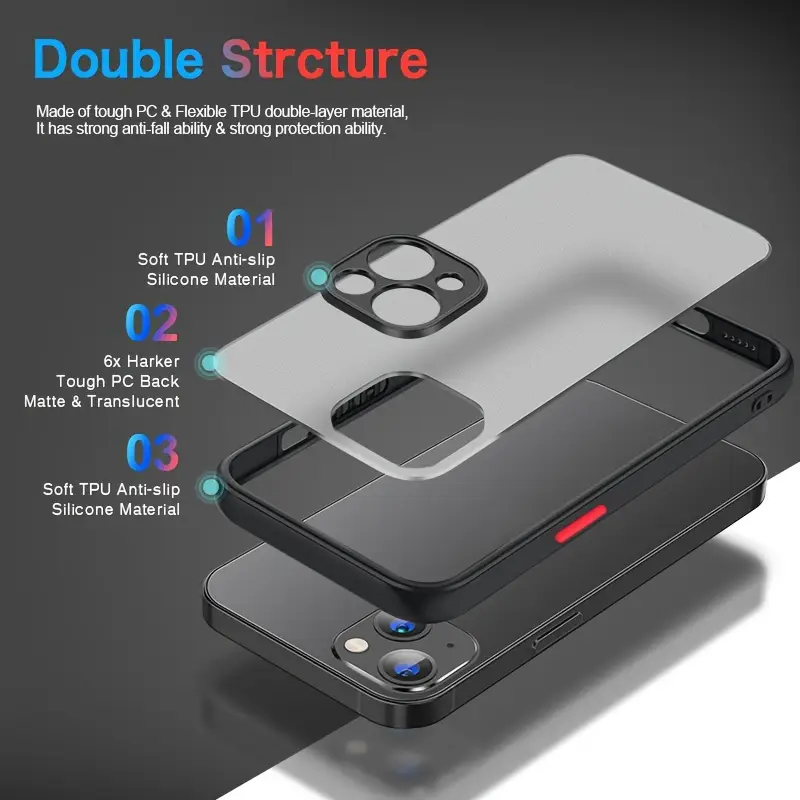 Luxury Shockproof Armor Matte Bumper Phone Case for iPhone